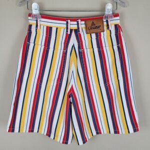 Lizwear Vintage 90s Striped Denim Shorts High Waist Multicolor Size 8